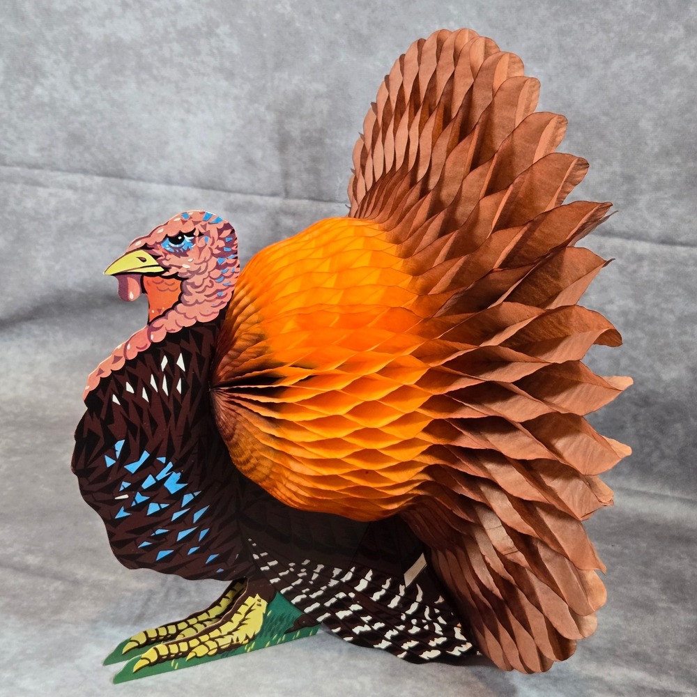 Vintage Honeycomb Turkey‎ Decor Thanksgiving Made in Taiwan